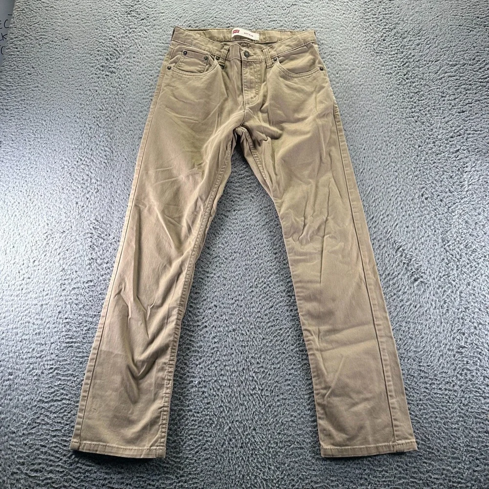 Levi's 511 Pant Boys 16 Brown Cotton Chino Straight Ankle Slim Preppy Stretch